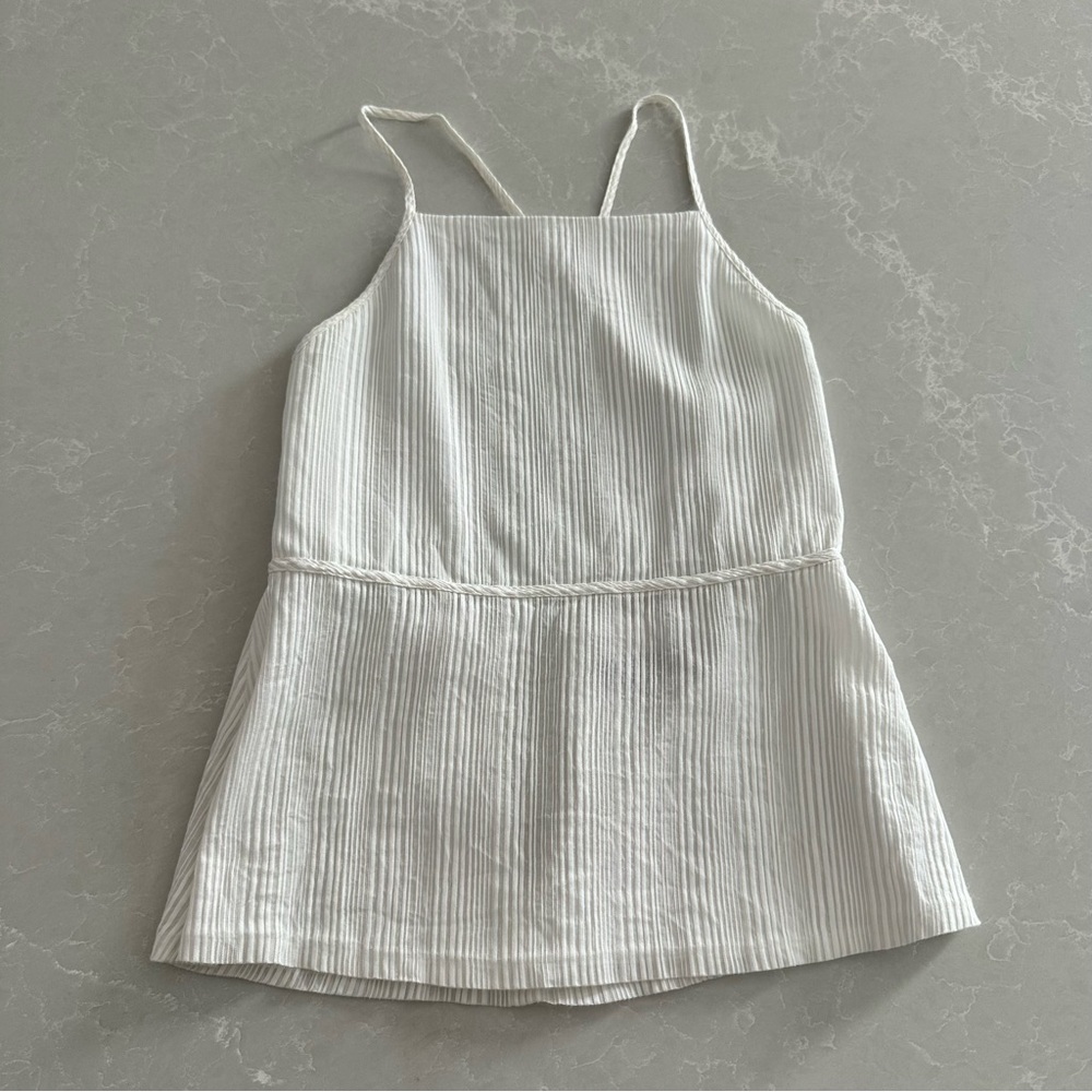 Theory Amalay White Silk Blend Open Back Halter Tank | Size S